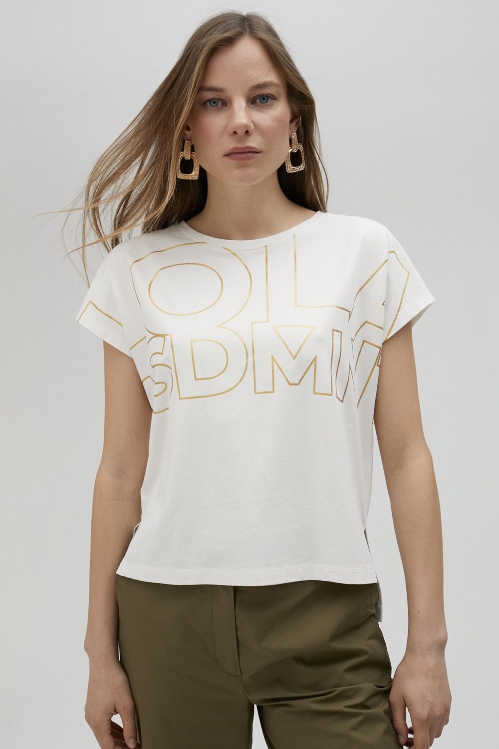 White T-shirt with Gold Logo
