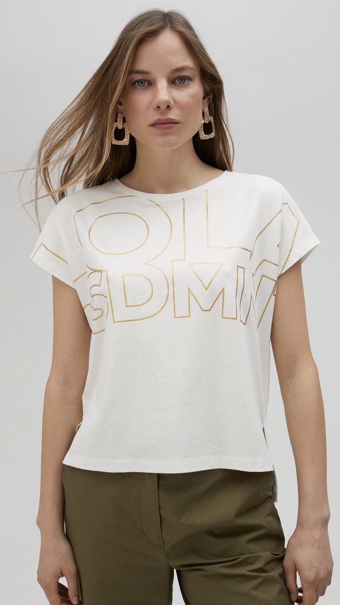 White T-shirt with Gold Logo