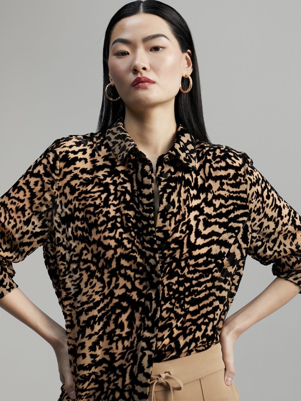 Velvety Animal Print Shirt