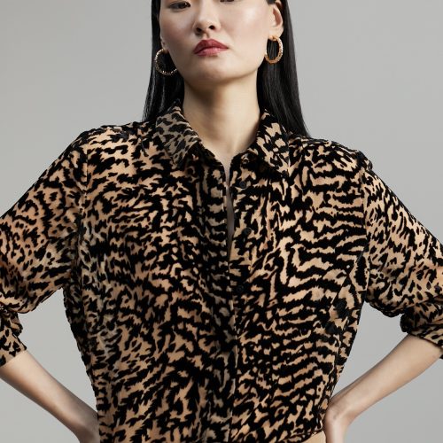 Velvety Animal Print Shirt
