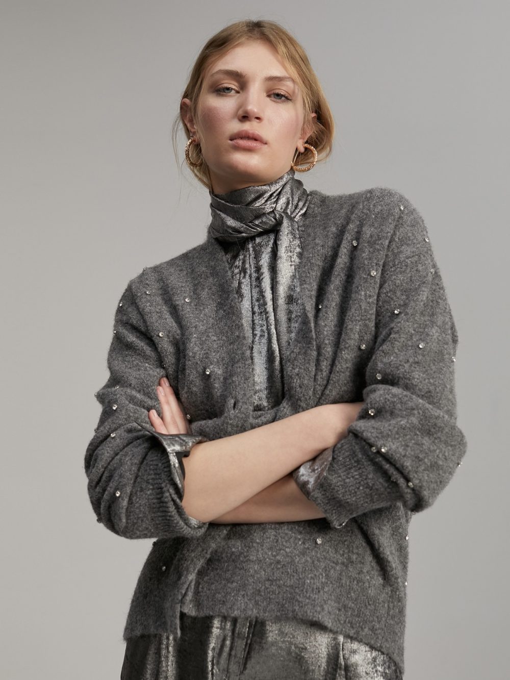 Cardigan With Rhinestone Detail