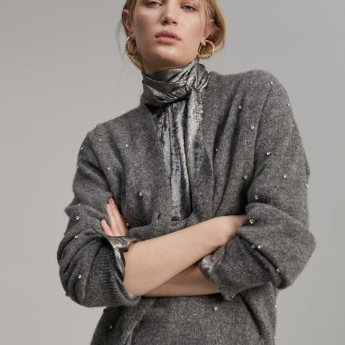 Cardigan With Rhinestone Detail