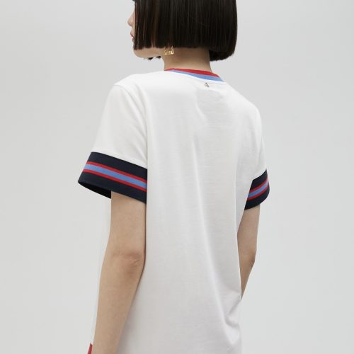 T-Shirt with Striped Sleeves