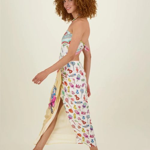 Luna Tie Front Skirt-Candy