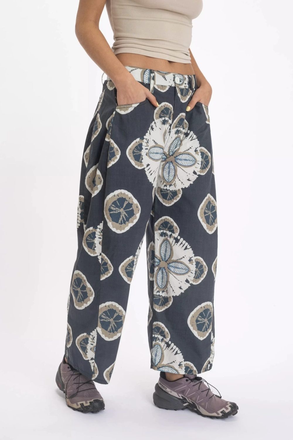 Vishnu Charcoal Flower Print Pants
