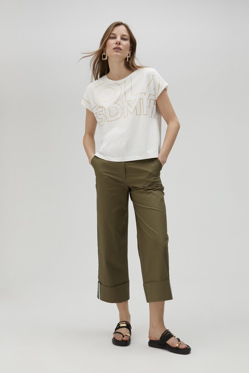 White T-shirt with Gold Logo