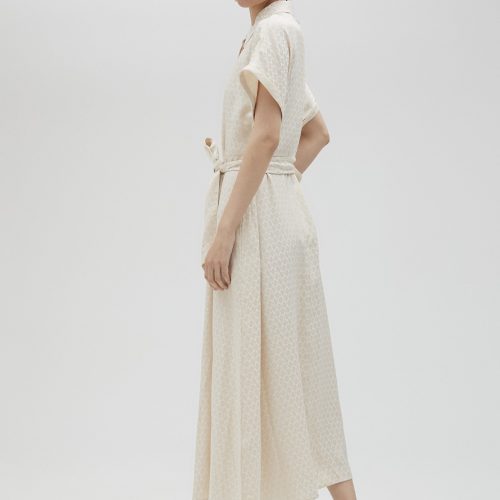Satin Shirt Dress In Cream