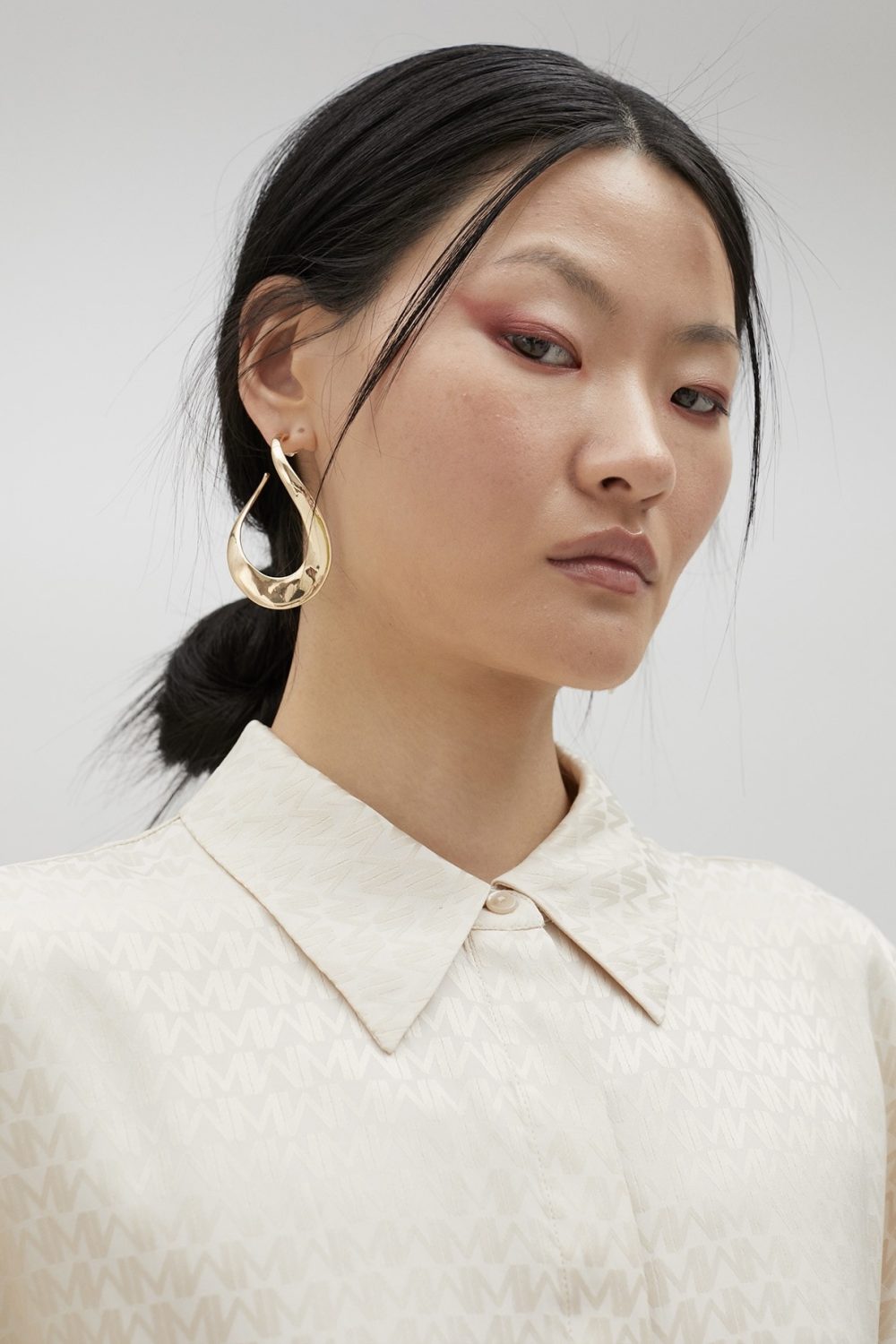 Satin Shirt Dress In Cream