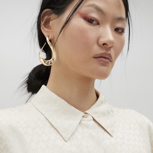 Satin Shirt Dress In Cream