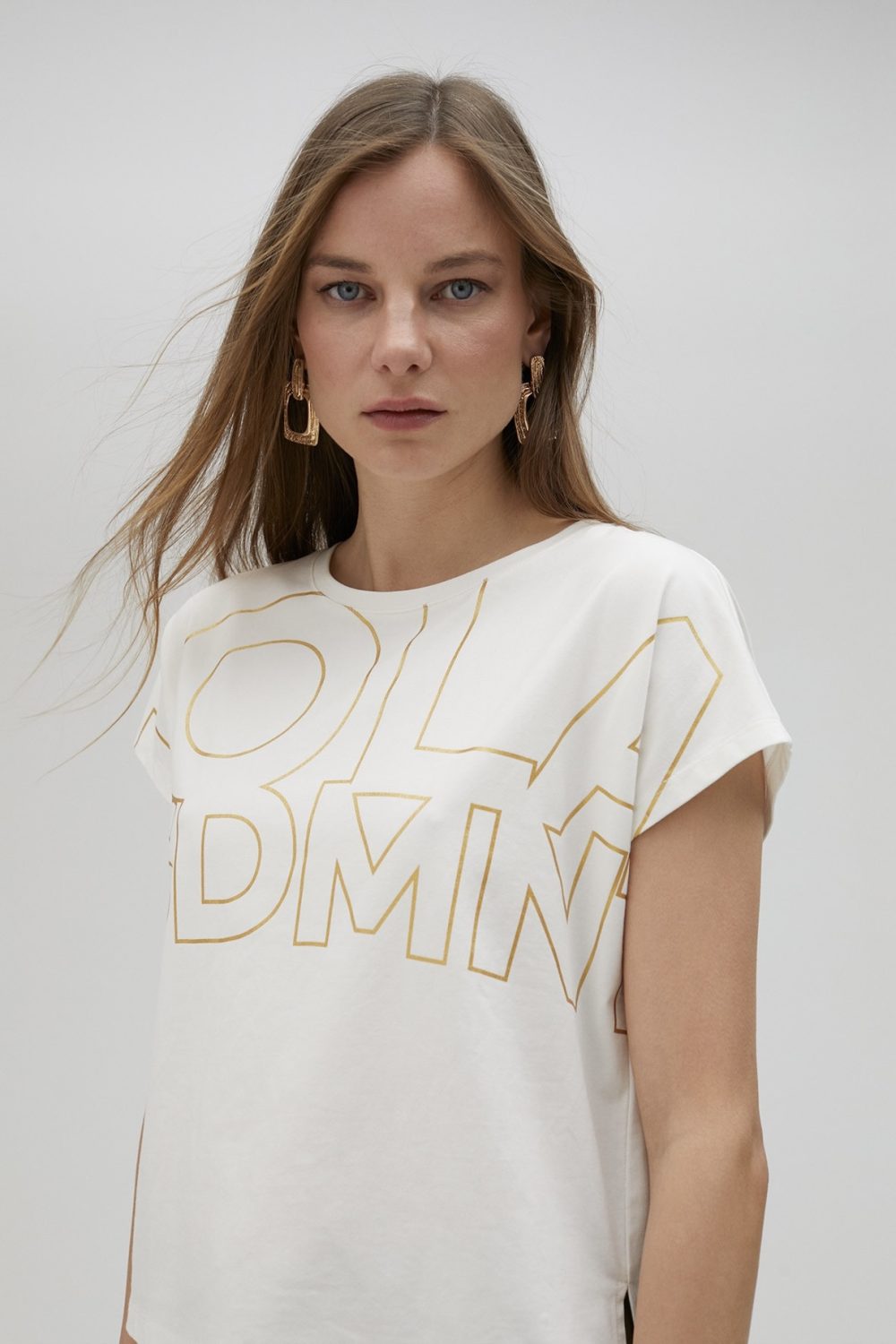 White T-shirt with Gold Logo