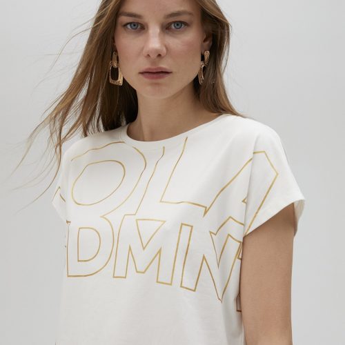 White T-shirt with Gold Logo