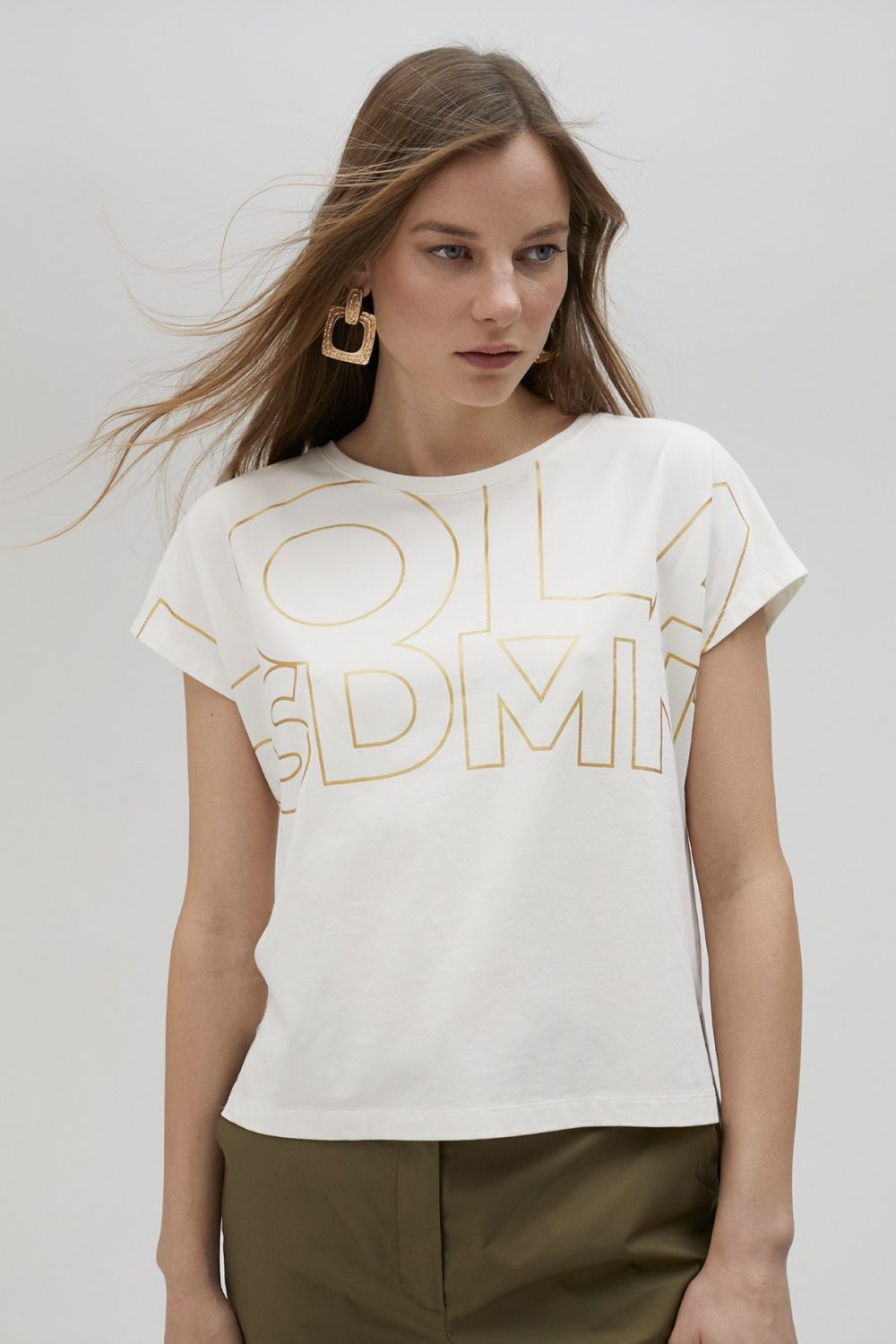 White T-shirt with Gold Logo