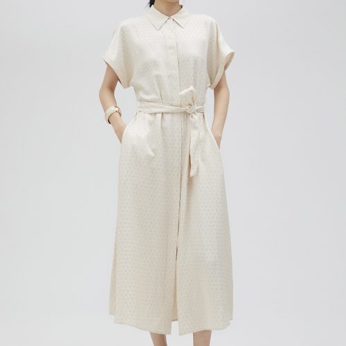 Satin Shirt Dress In Cream