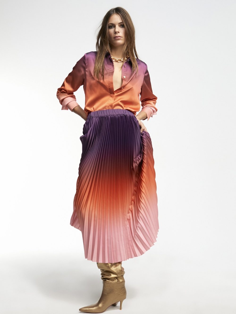 Pleated Ombré Skirt