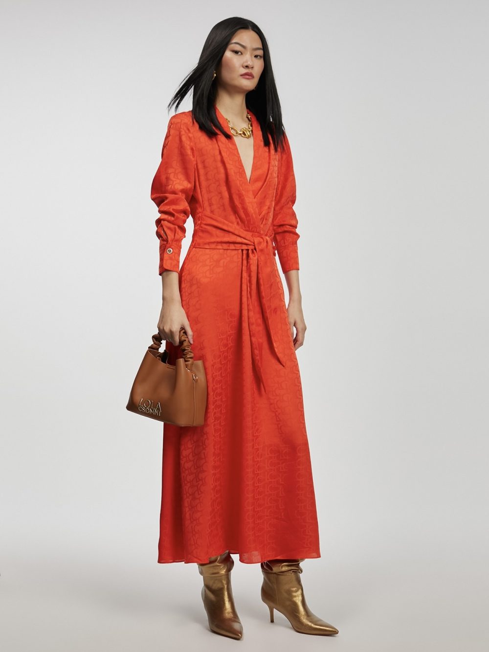 Orange Logo Print Dress