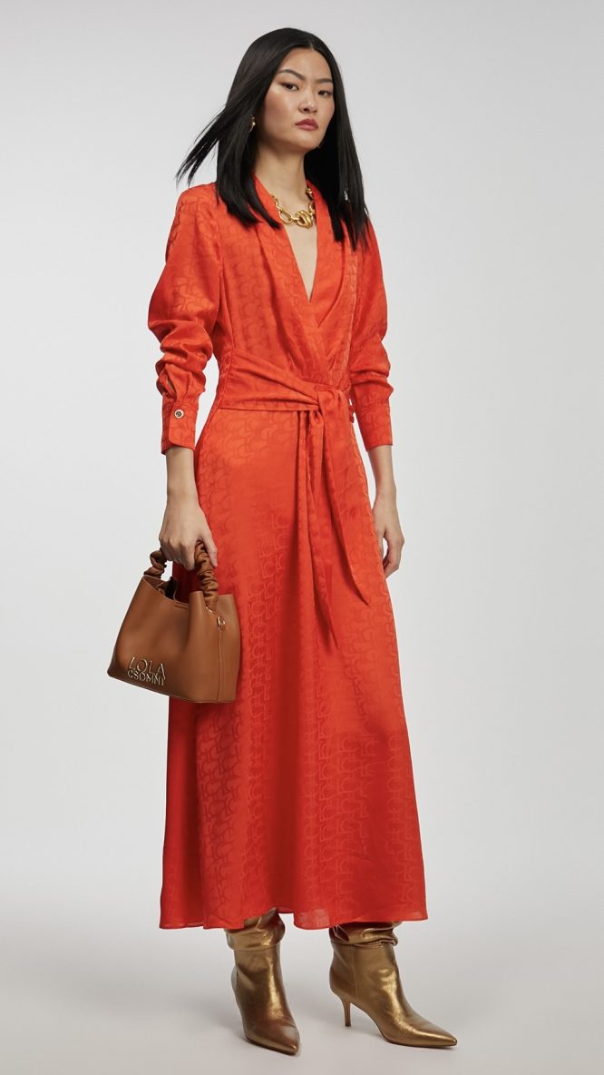 Orange Logo Print Dress