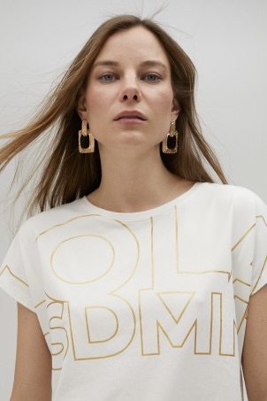 White T-shirt with Gold Logo