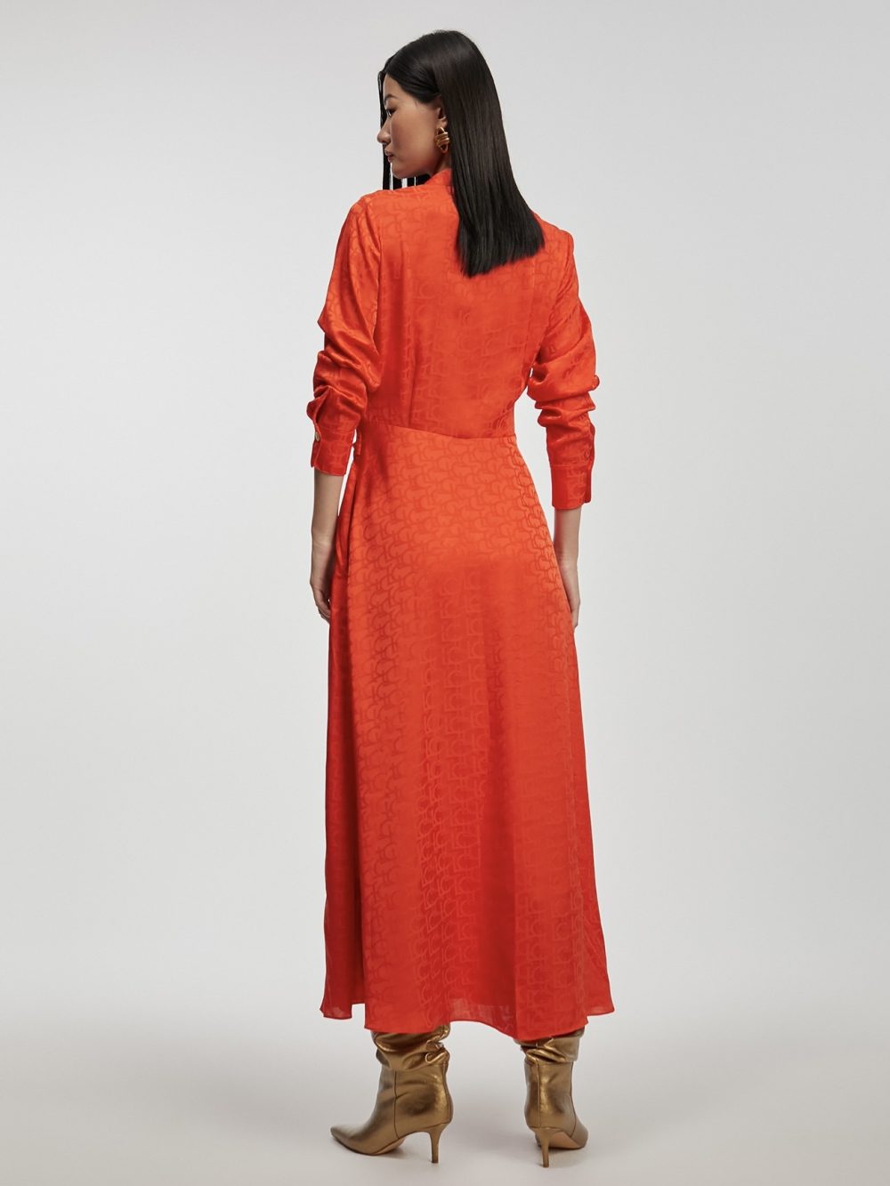 Orange Logo Print Dress