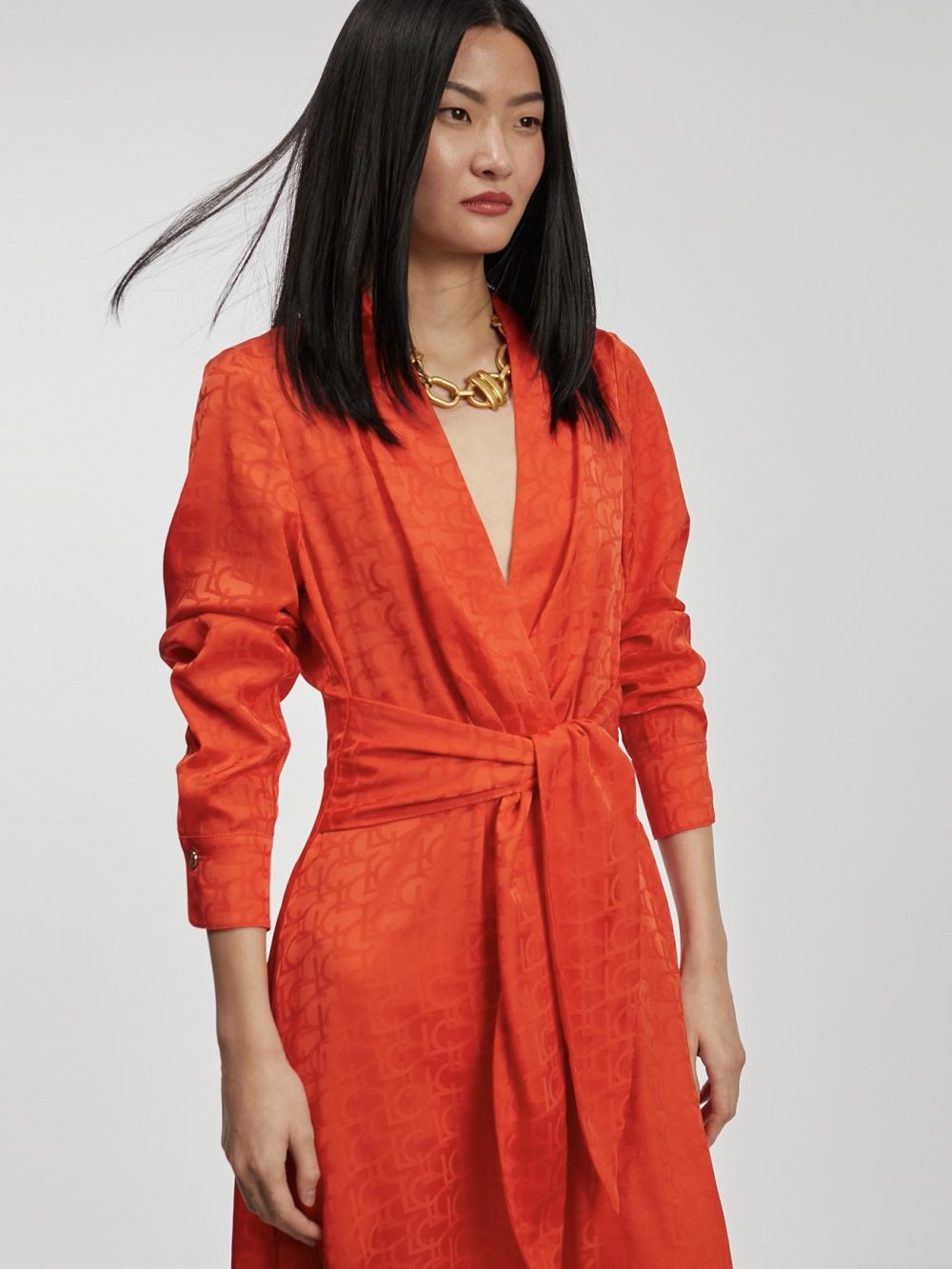 Orange Logo Print Dress