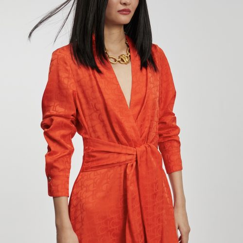 Orange Logo Print Dress