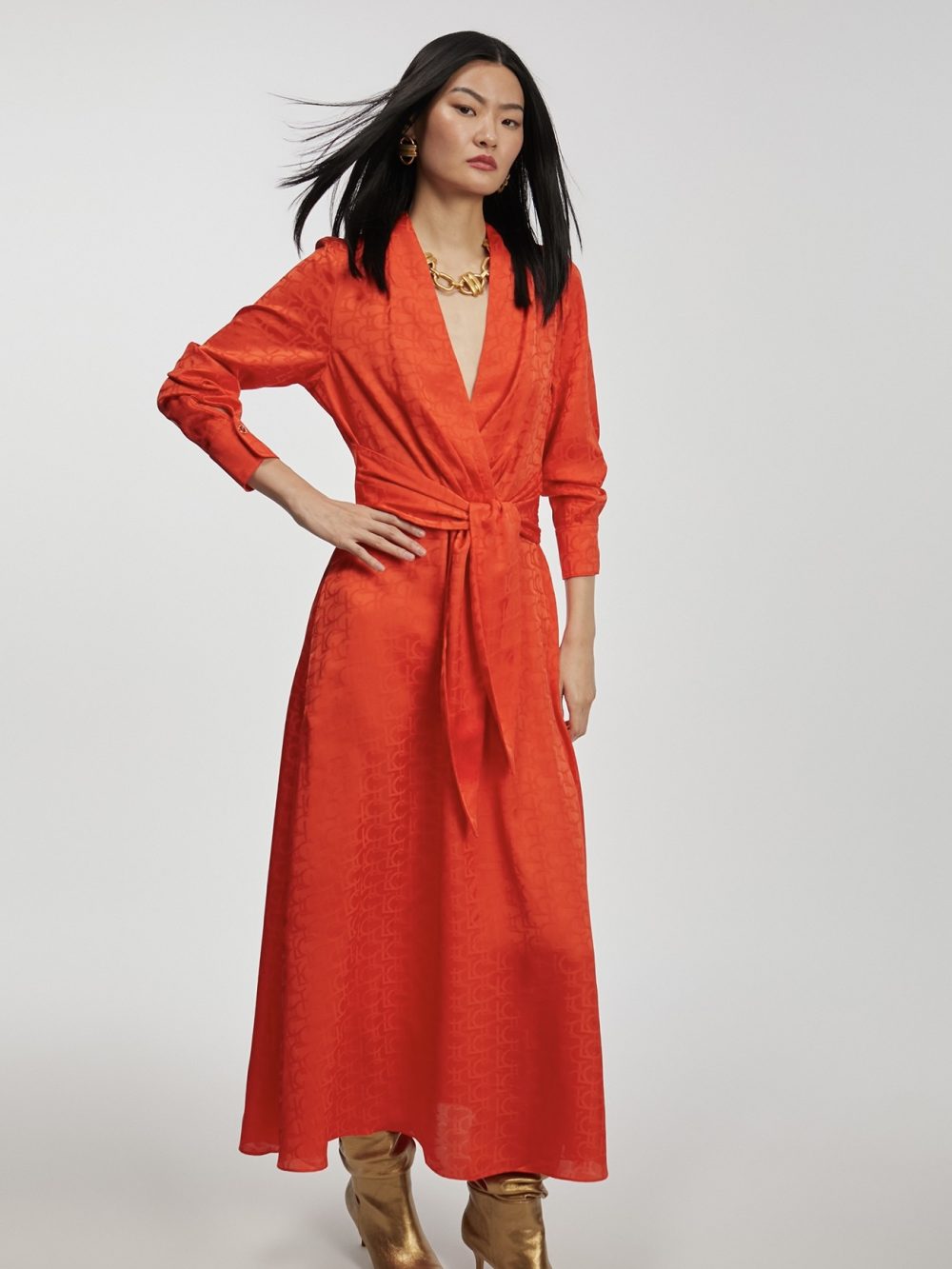 Orange Logo Print Dress