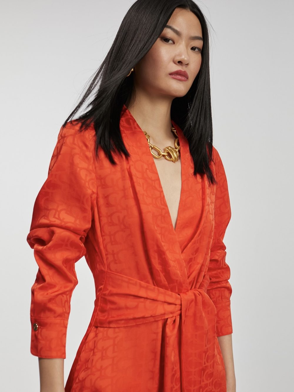 Orange Logo Print Dress
