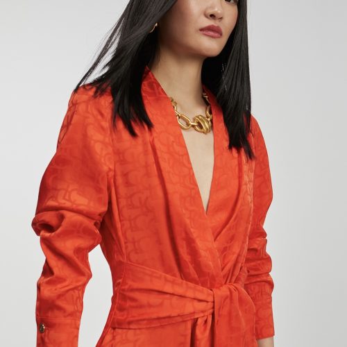 Orange Logo Print Dress