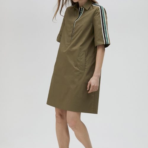 Poplin Khaki Mini Shirt Dress
