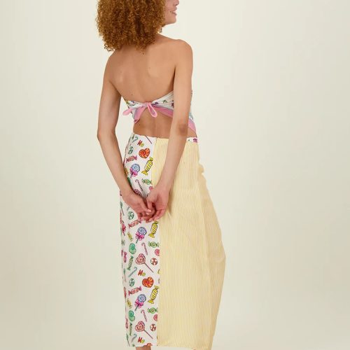 Luna Tie Front Skirt-Candy