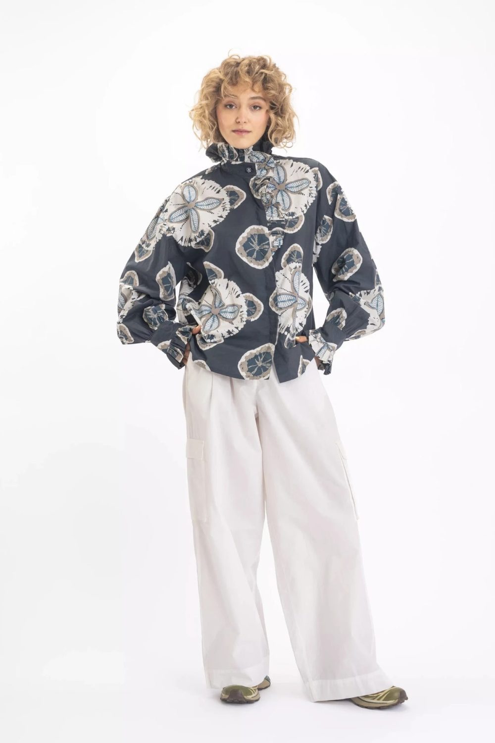 εικόνα-4 Vishnu Floral Print Charcoal Shirt