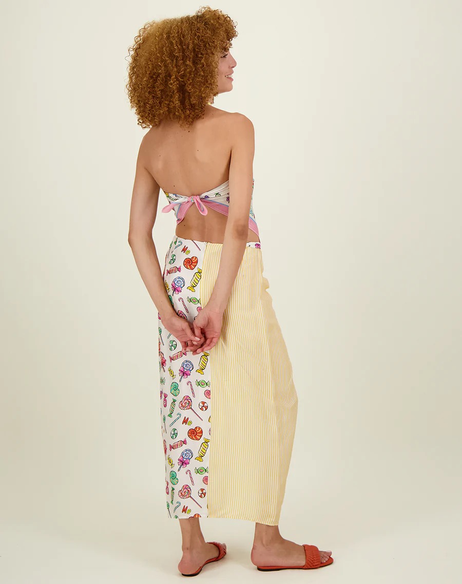 Luna Tie Front Skirt-Candy