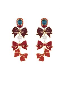Bow Peach Earrings
