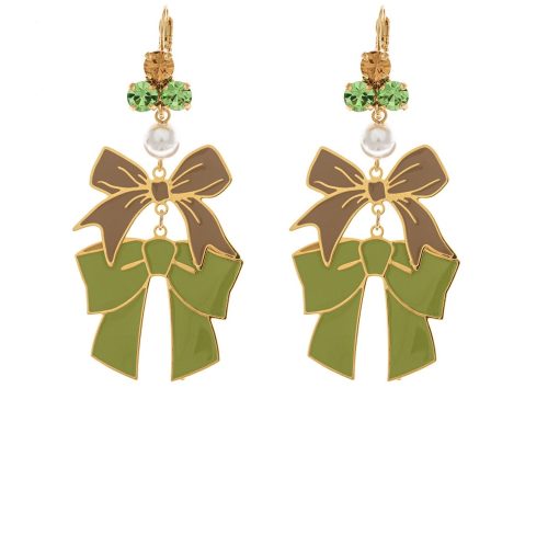 Green Bow Earrings