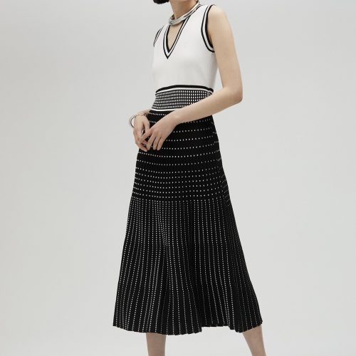 Pleated-effect knit dress