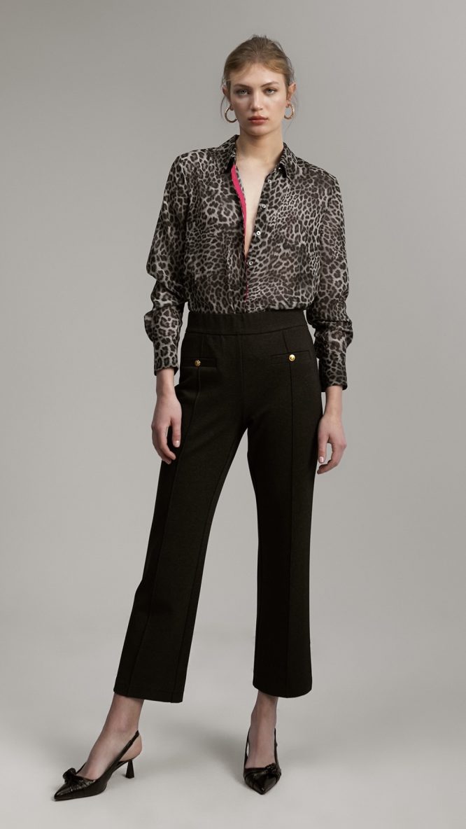 Deep Grey Trousers with Gold Button