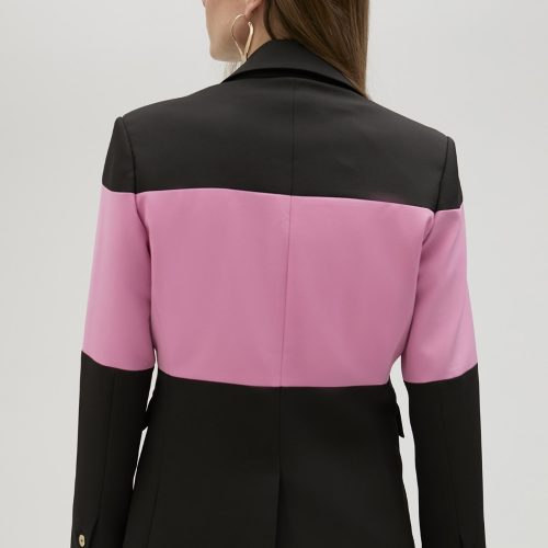 Pink & Black Double-Breasted Blazer