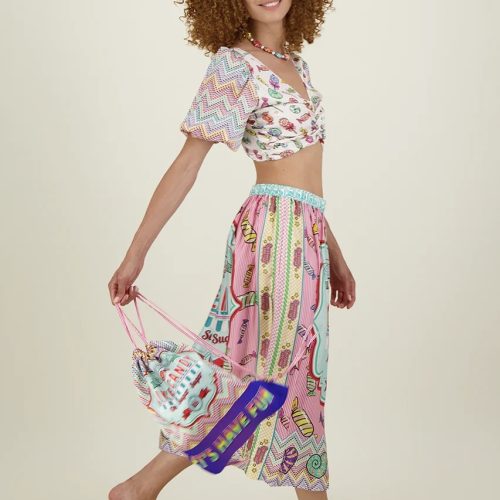 Vanessa Printed Midi Skirt-Candy