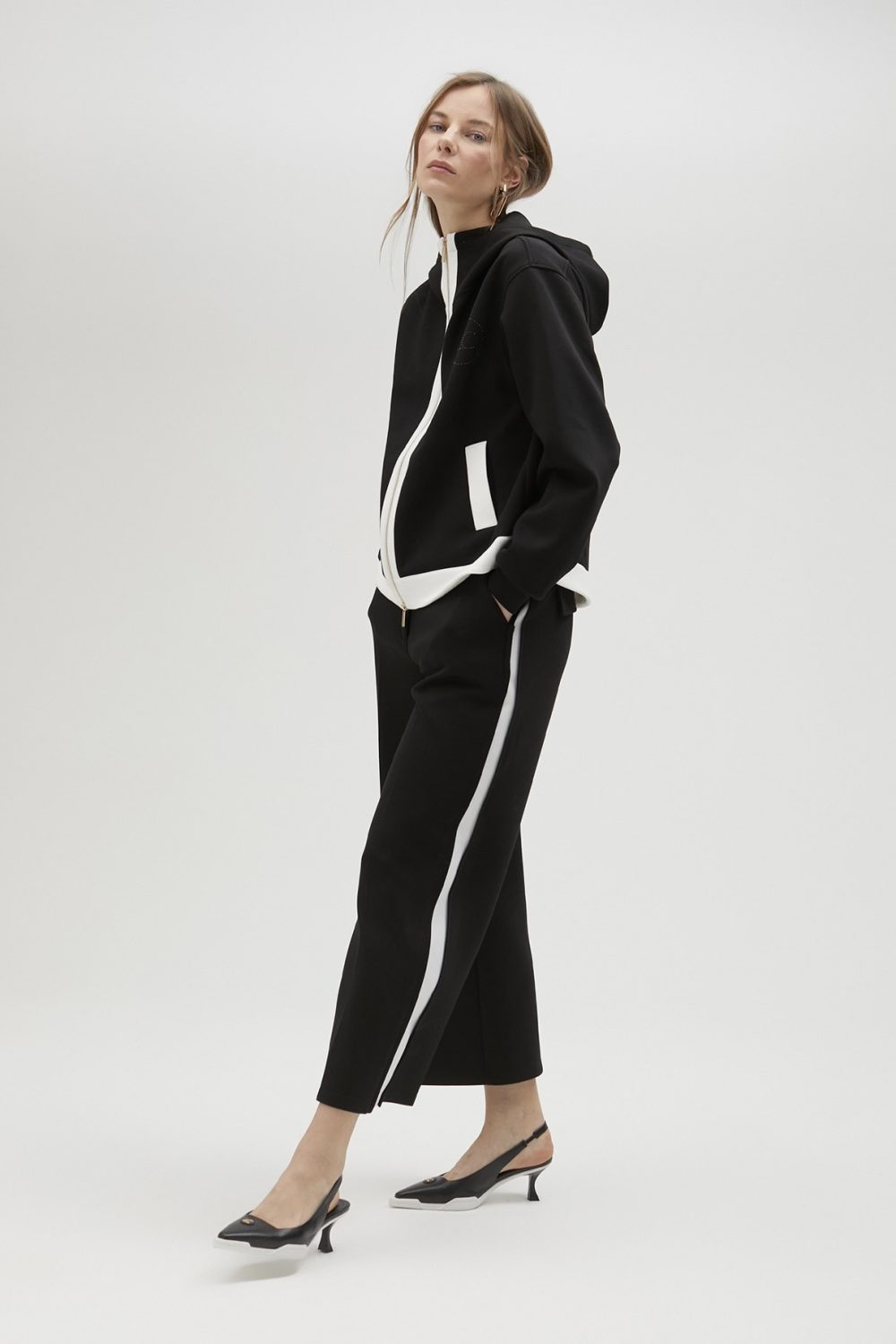 Black Trousers With White Side Detail