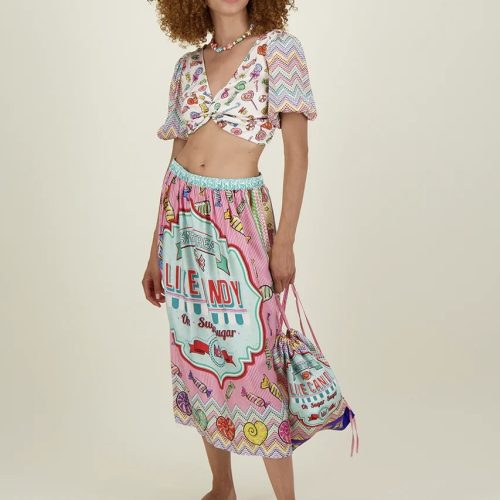 Vanessa Printed Midi Skirt-Candy