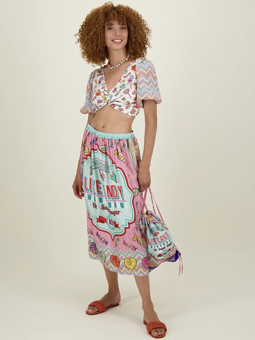 Vanessa Printed Midi Skirt-Candy