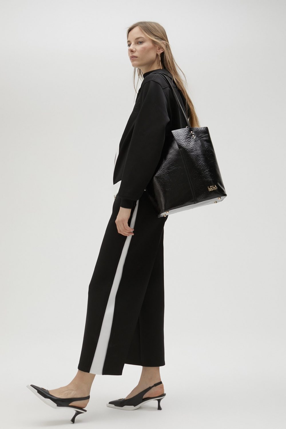 Black Trousers With White Side Detail