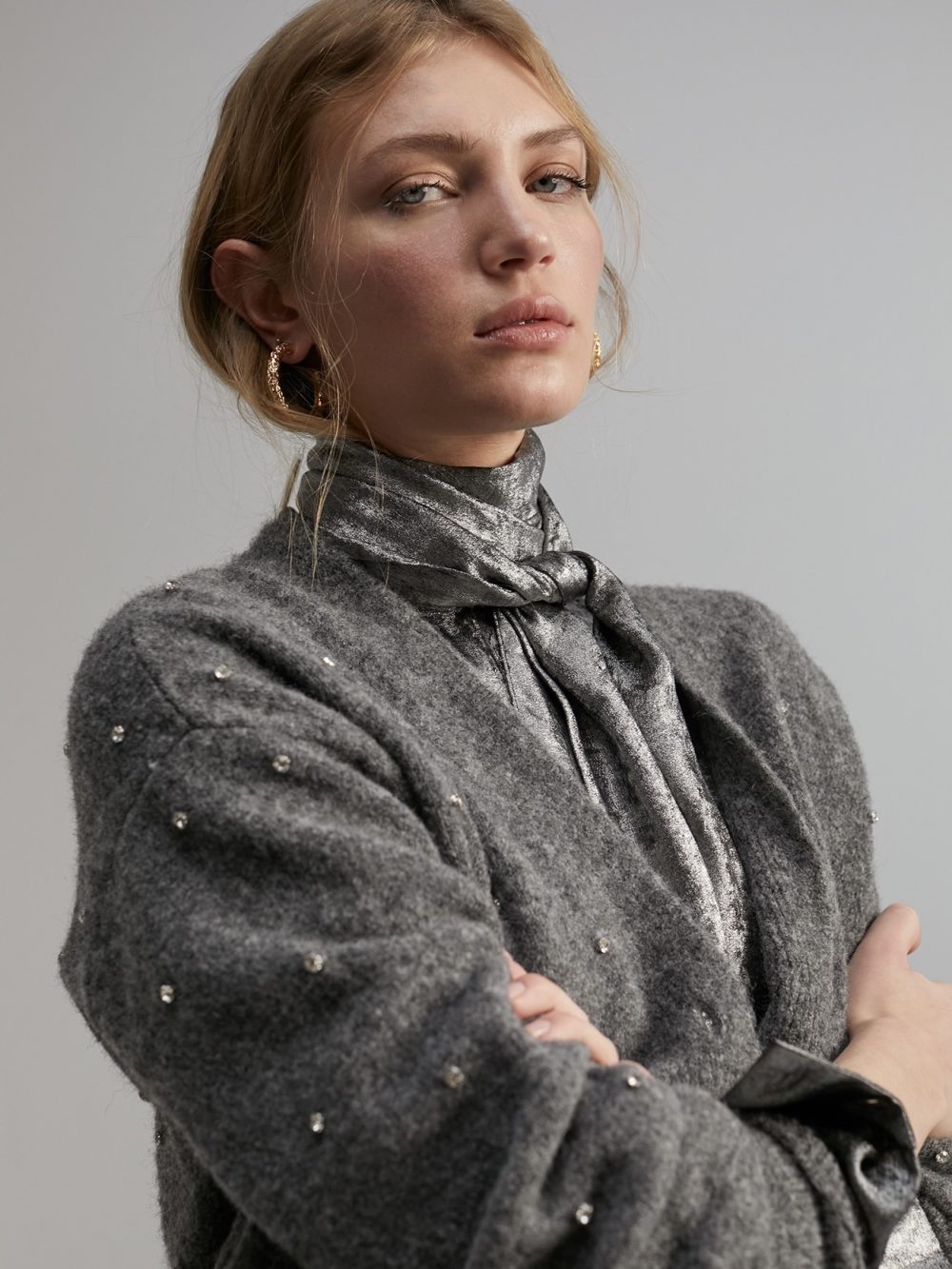 Cardigan With Rhinestone Detail