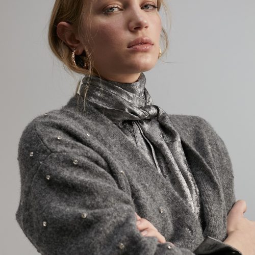 Cardigan With Rhinestone Detail