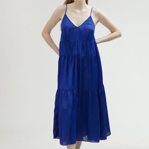 Ruffled Strappy Dress Blue