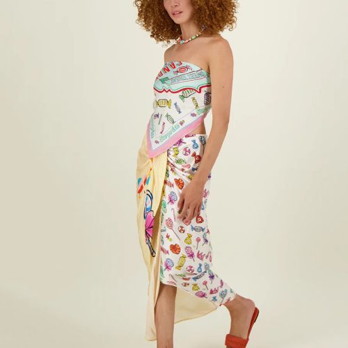 Luna Tie Front Skirt-Candy