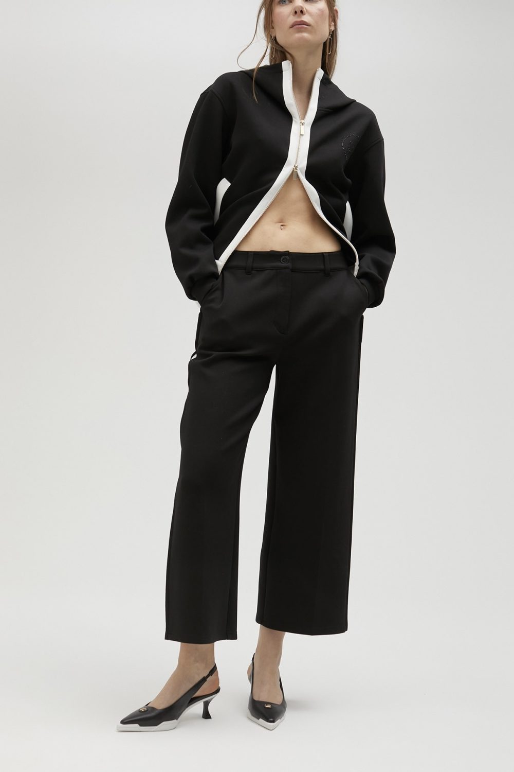 Black Trousers With White Side Detail