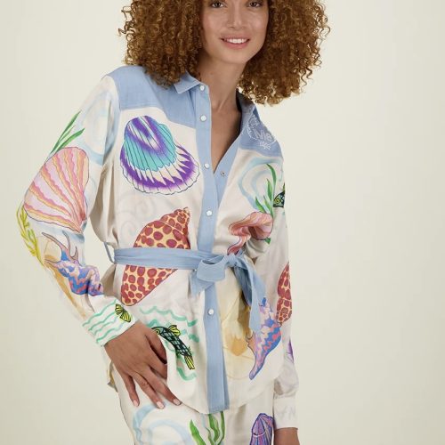 Crystal Combined Denim Shirt