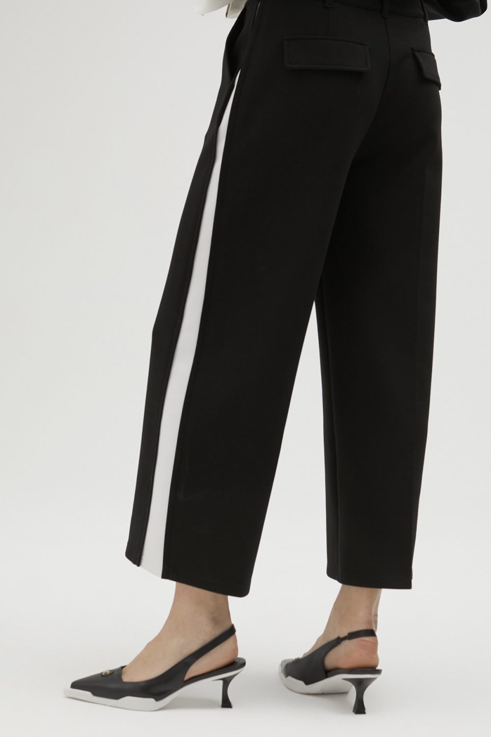 Black Trousers With White Side Detail