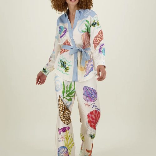 Crystal Combined Denim Shirt