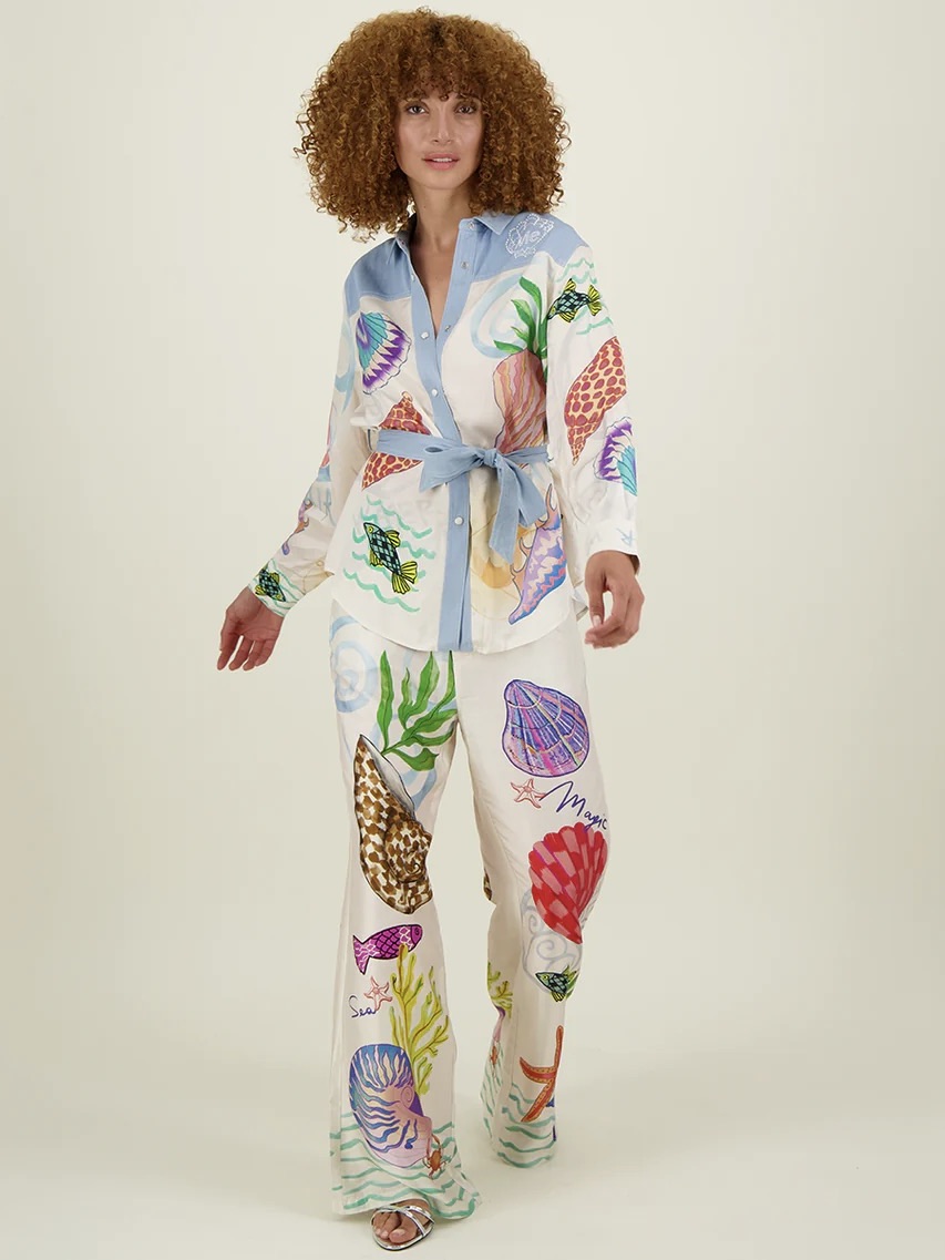 Crystal Combined Denim Shirt